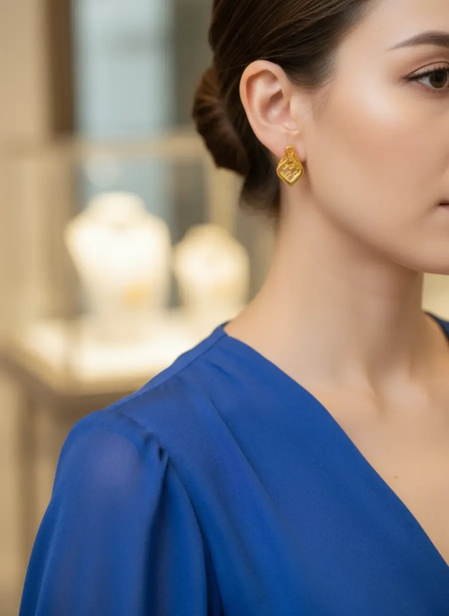 Golden Leaf Drop Earrings