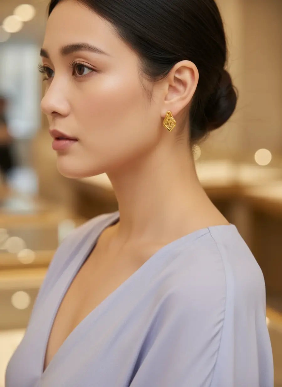Golden Leaf Drop Earrings