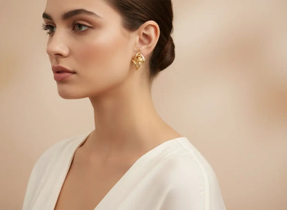 Trio Leaf Gold Earrings
