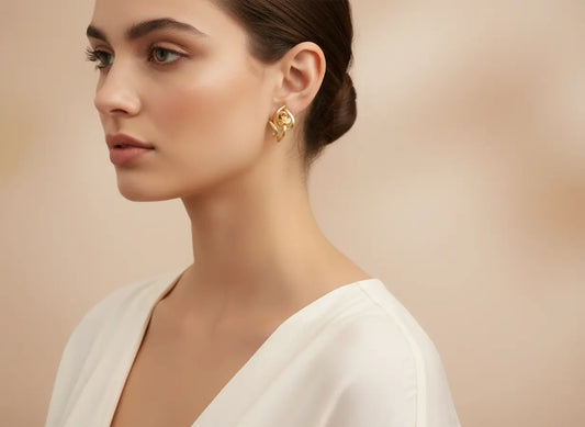 Trio Leaf Gold Earrings