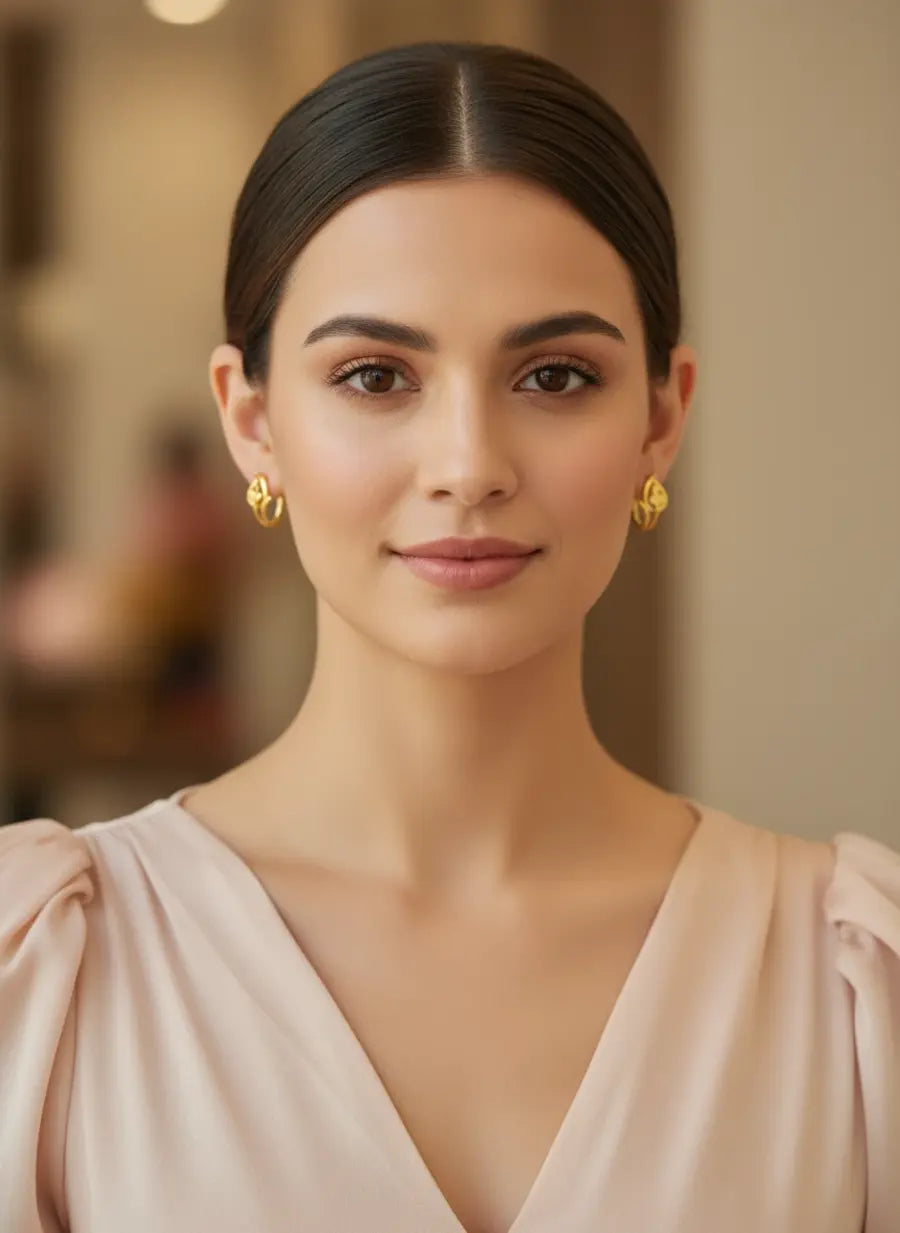 Trio Leaf Gold Earrings
