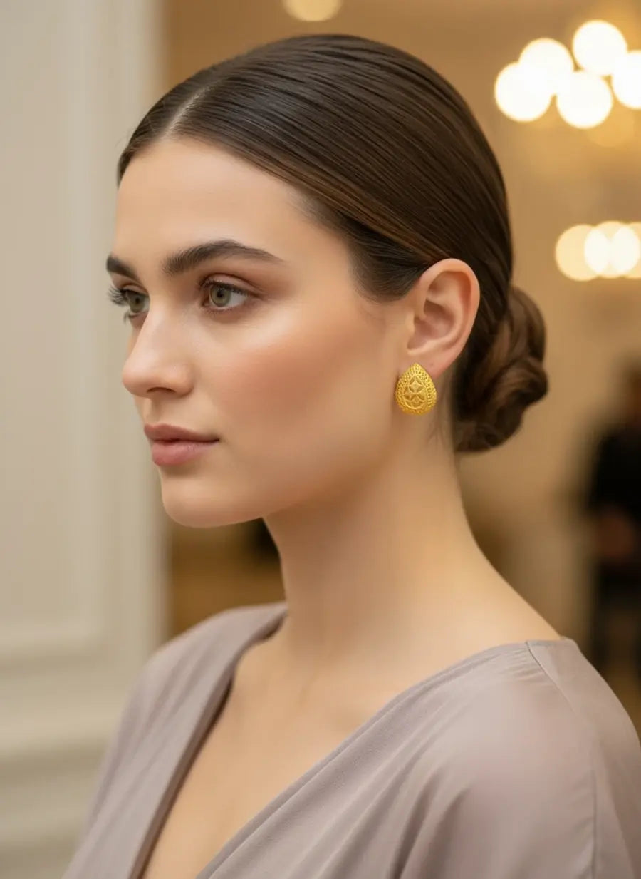 Tear Drop Gold Earrings