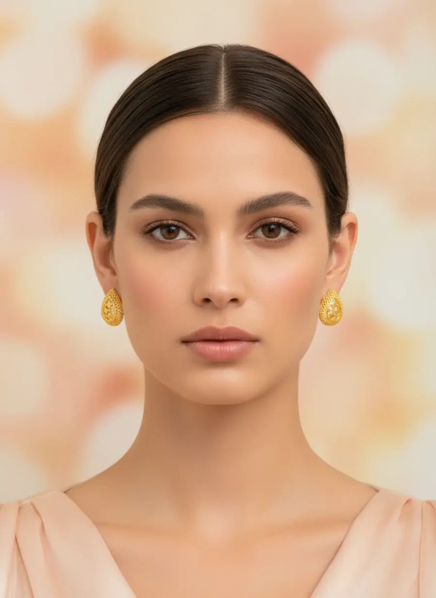Tear Drop Gold Earrings