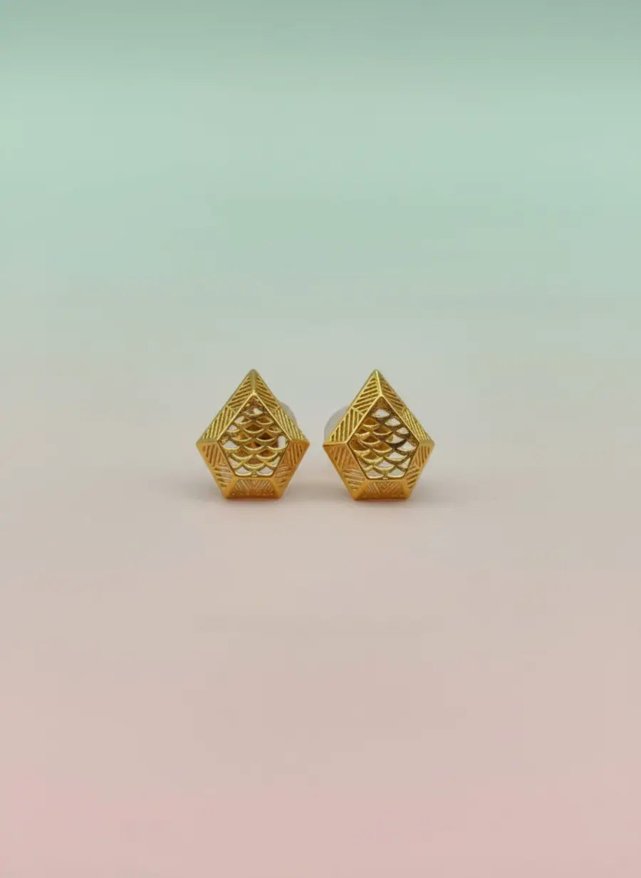 Pentagon Gold Earrings