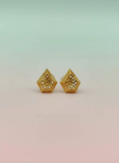 Pentagon Gold Earrings