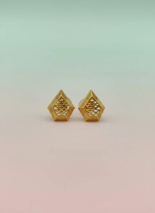 Pentagon Gold Earrings