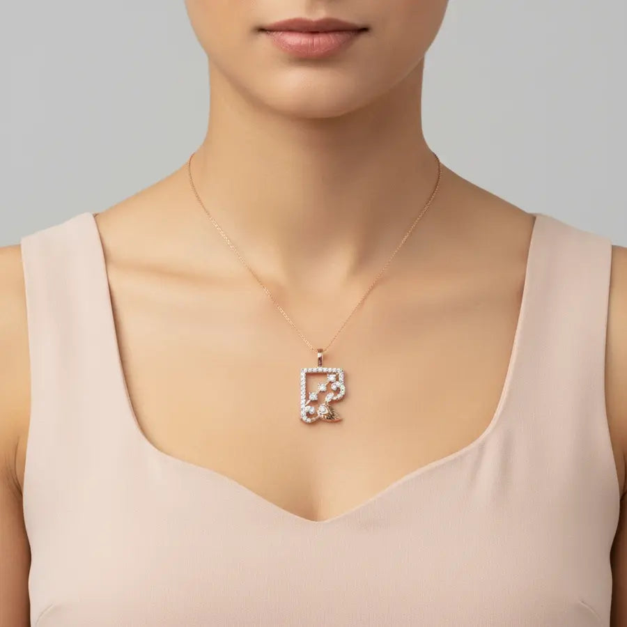 Radiant Feather Stones Gold Pendant