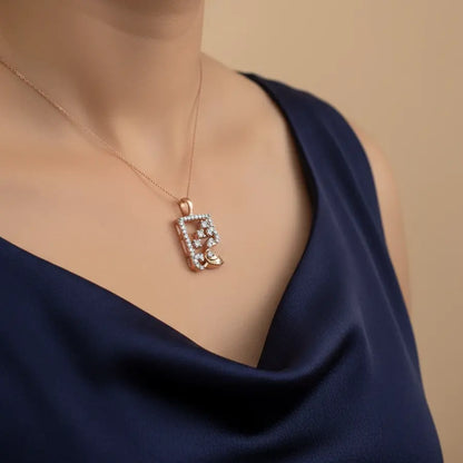 Radiant Feather Stones Gold Pendant
