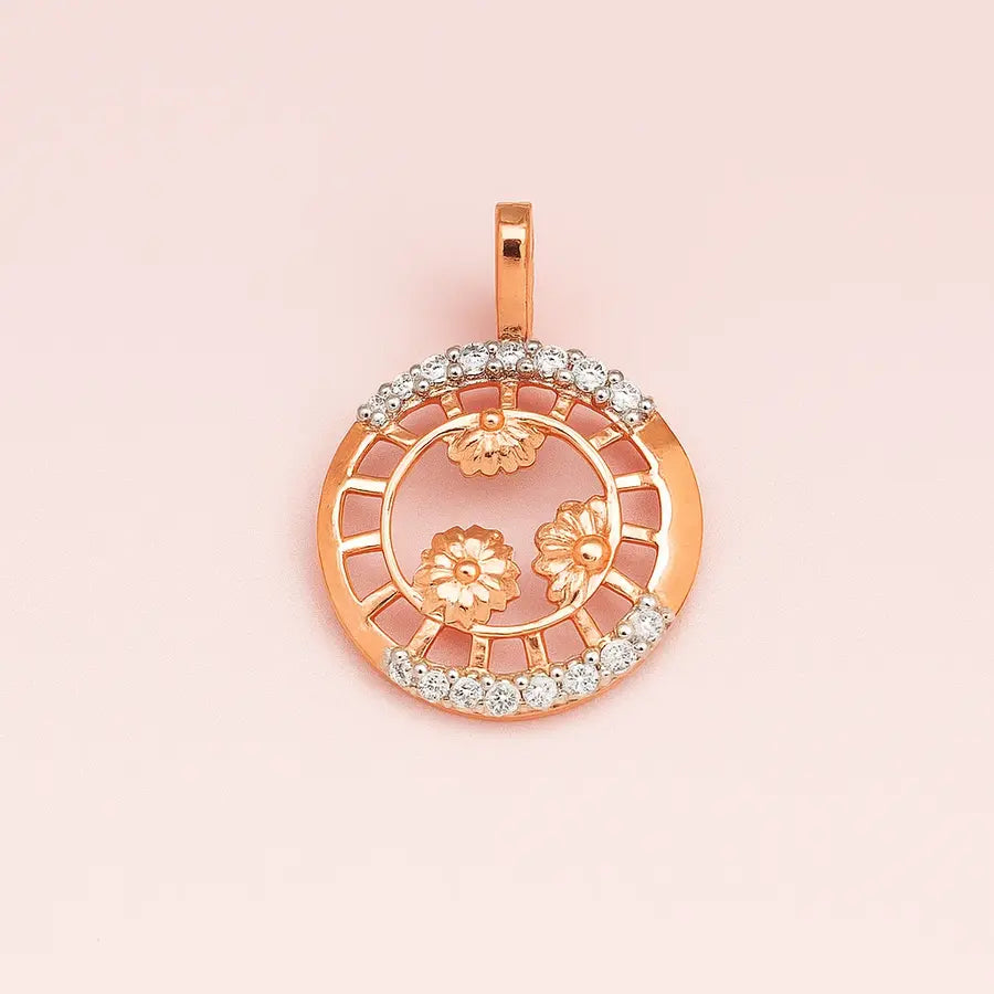 Whirling Bloom Frame Gold Pendant