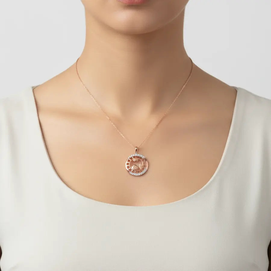 Whirling Bloom Frame Gold Pendant