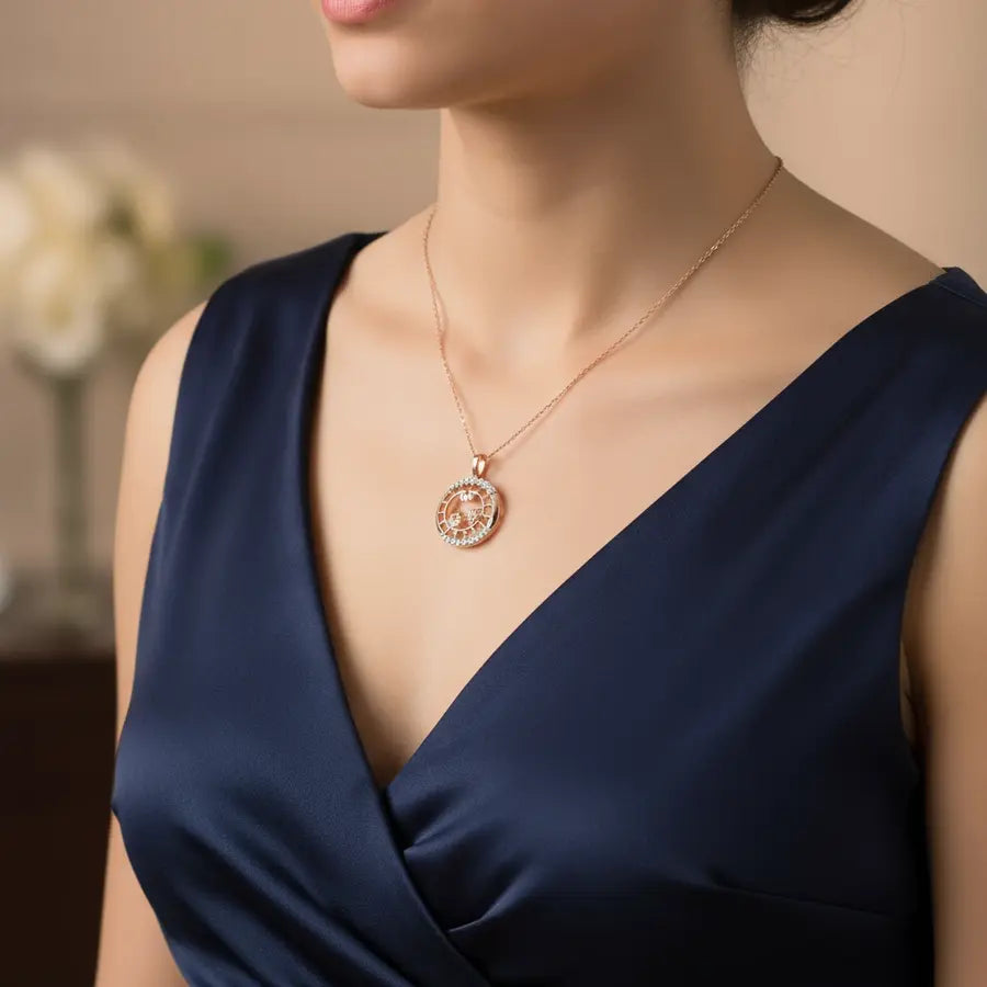 Whirling Bloom Frame Gold Pendant