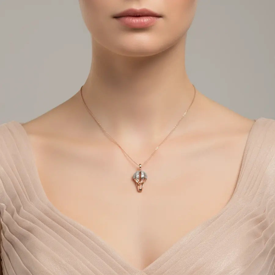 Balloon Basket Adventure Gold Pendant