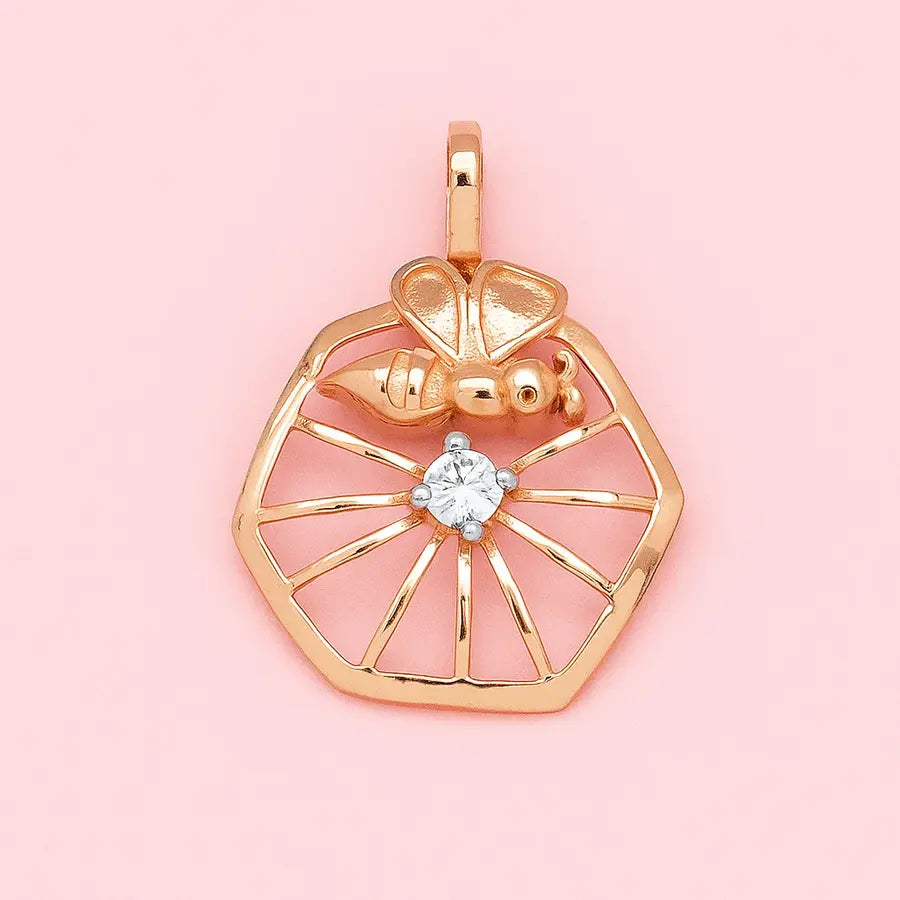 Bee On Bloom Gold Pendant