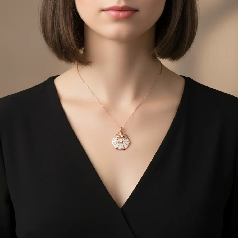 Bee On Bloom Gold Pendant