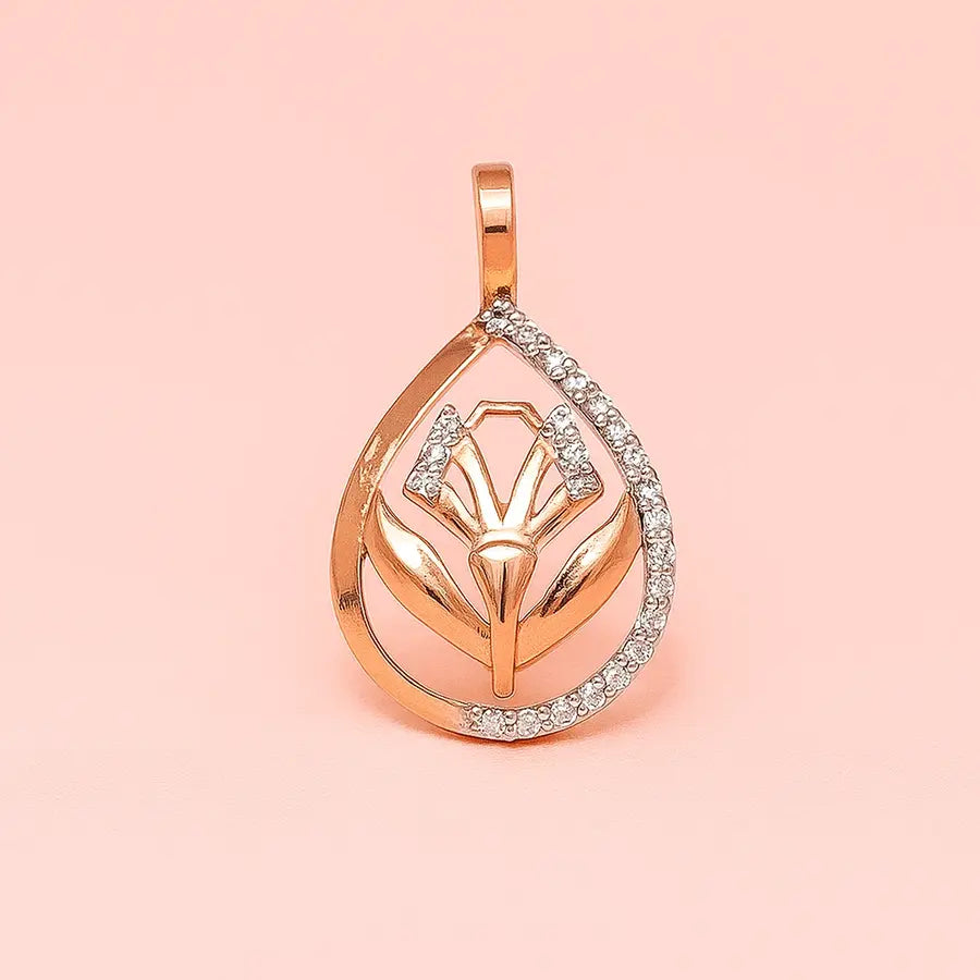 Twin Leaf Sprout Gold Pendant