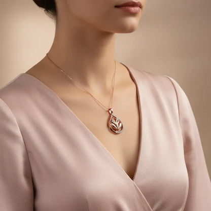 Twin Leaf Sprout Gold Pendant