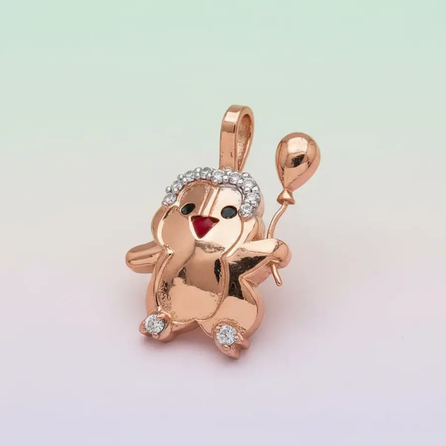 Penguin Balloon Fun Gold Pendant