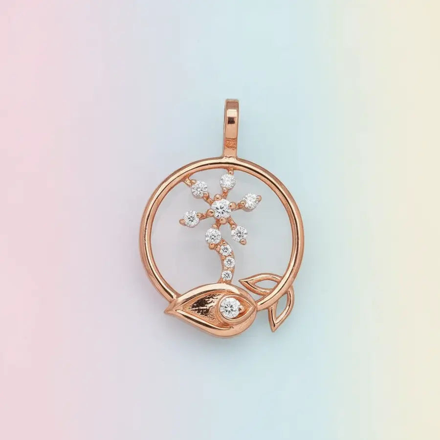 Diamond Stemmed Bloom Gold Pendant