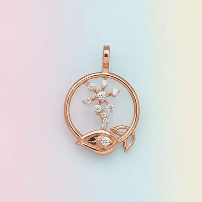 Diamond Stemmed Bloom Gold Pendant