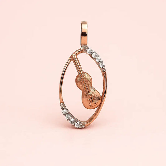 Guitar Oval side Gold Pendant