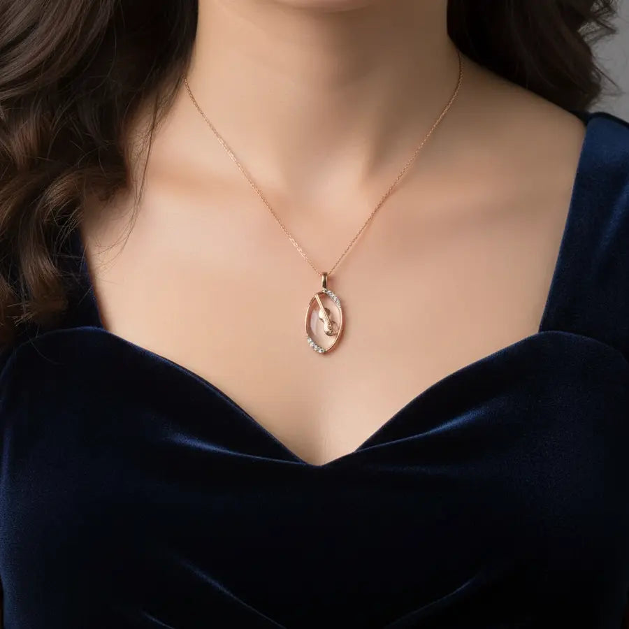 Guitar Oval side Gold Pendant