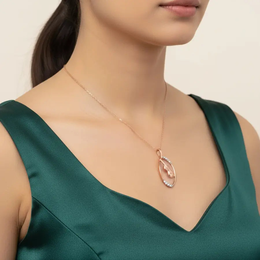 Guitar Oval side Gold Pendant
