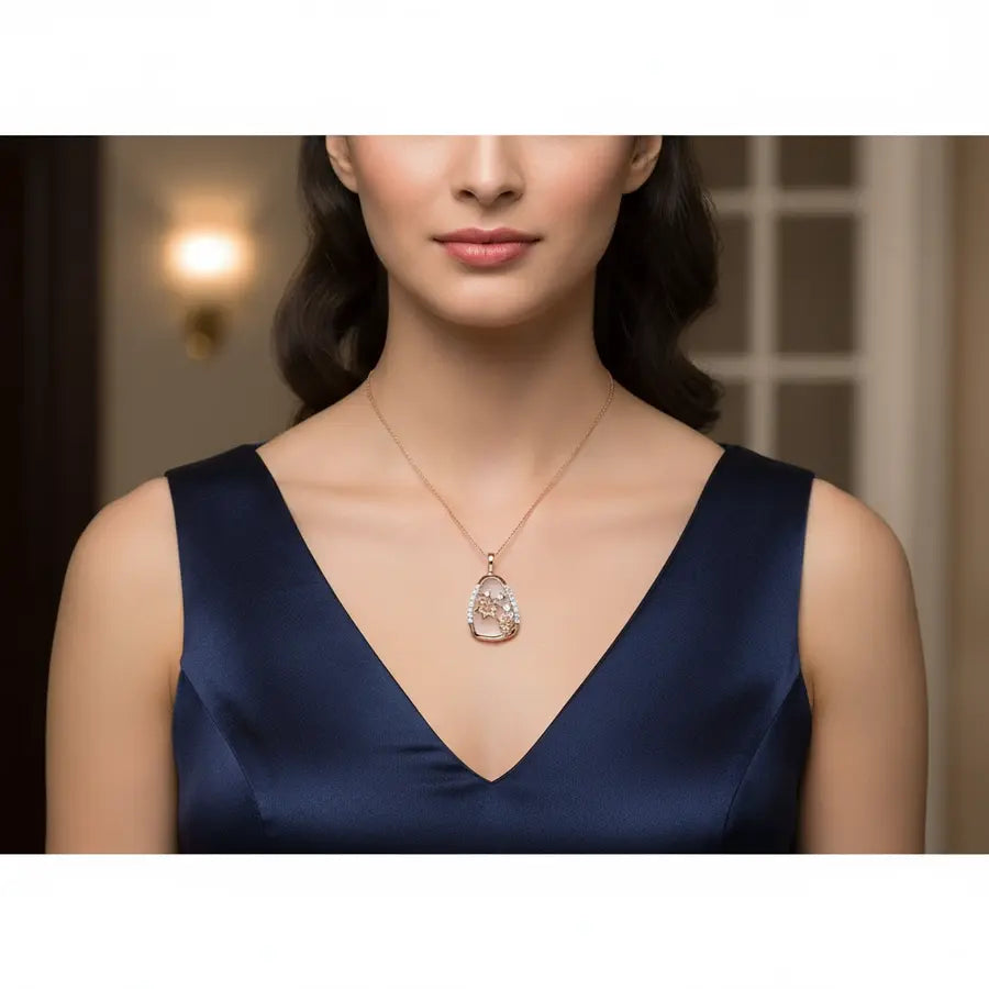 Double Bloom Gold Pendant