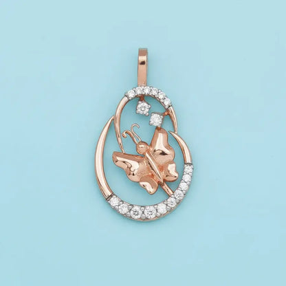 Stone Butterfly Gold Pendant