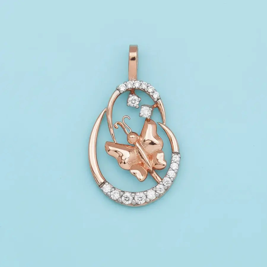 Stone Butterfly Gold Pendant