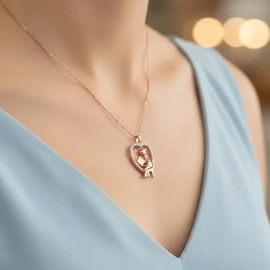 Book Lover Gold Pendant