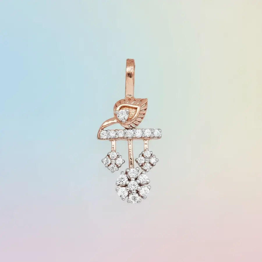 Diamond Leaf Gold Pendant