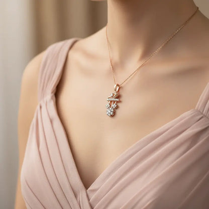 Diamond Leaf Gold Pendant