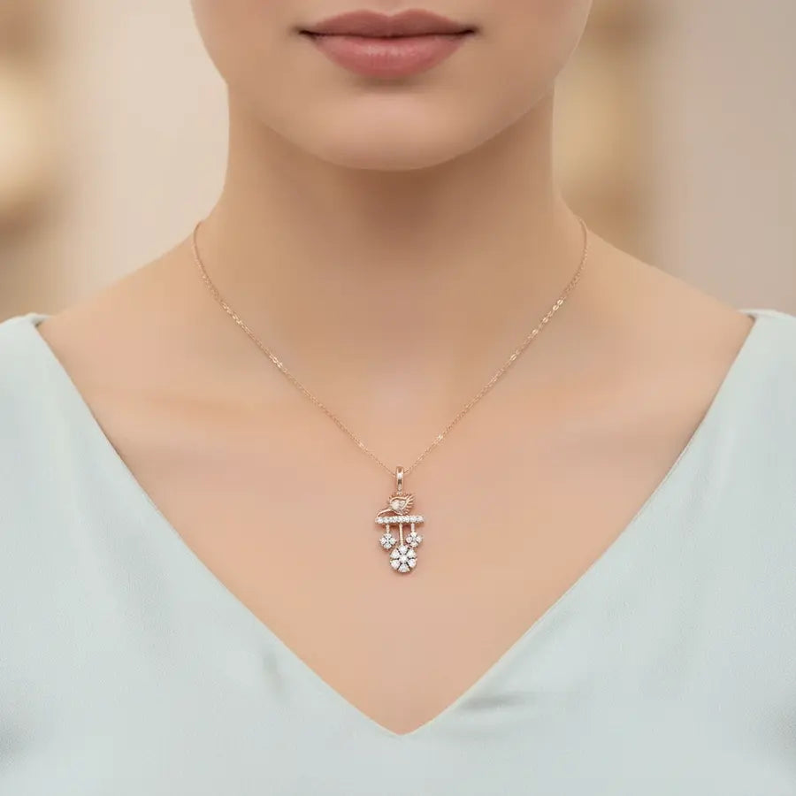 Diamond Leaf Gold Pendant