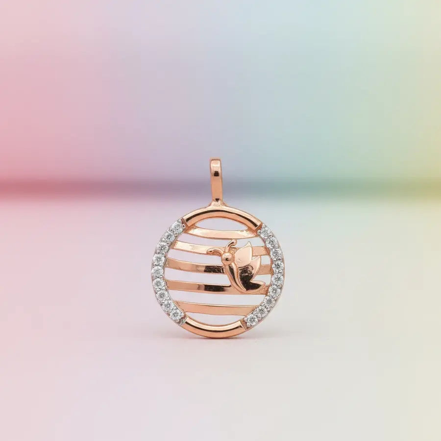 Magic Butterfly Circle Gold Pendant