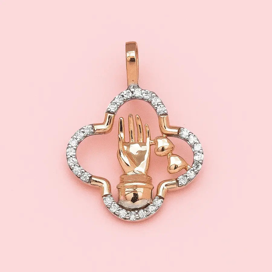 Heart Hands Gold Pendant