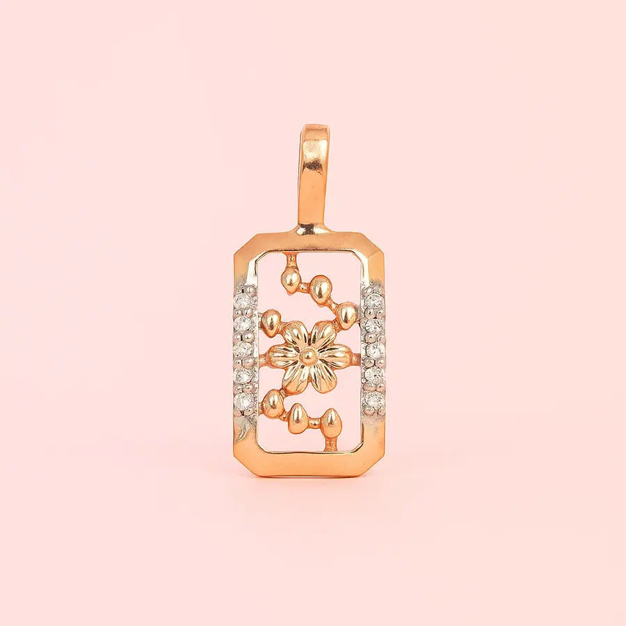 Rectangle Flower Gold Pendant