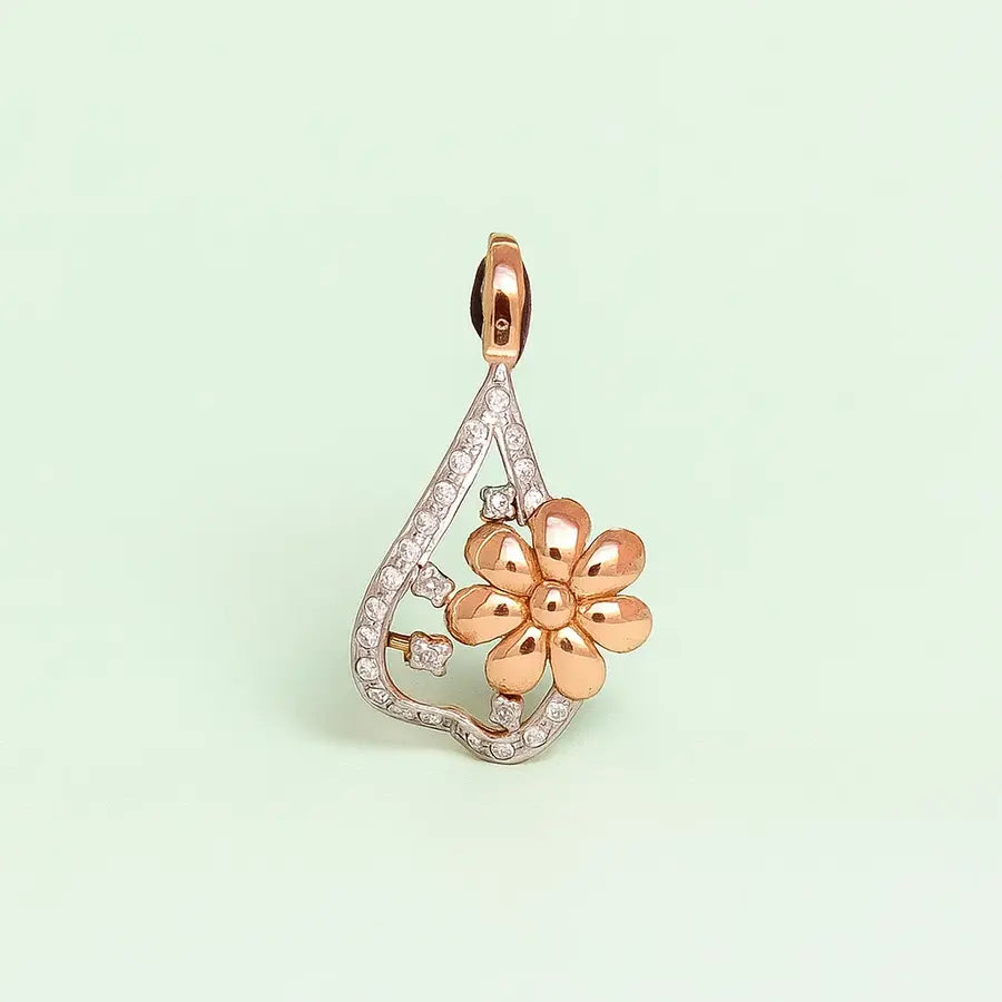 Drop Frame Flower Gold Pendant