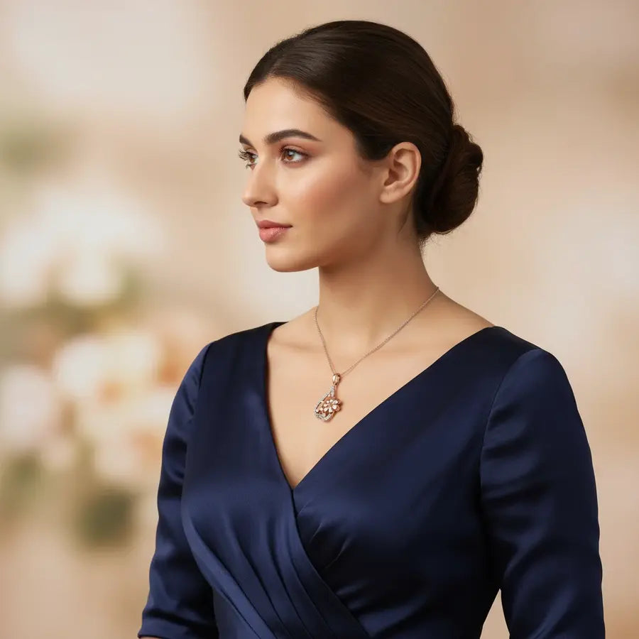 Drop Frame Flower Gold Pendant
