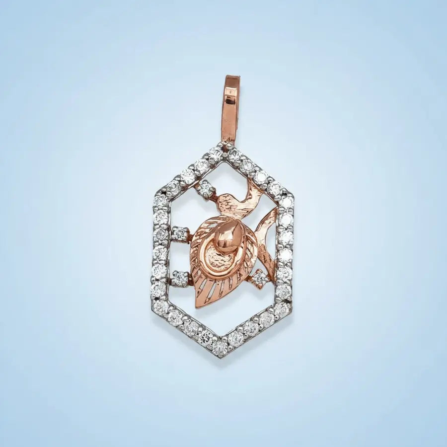 Hex Feather Gold Pendant