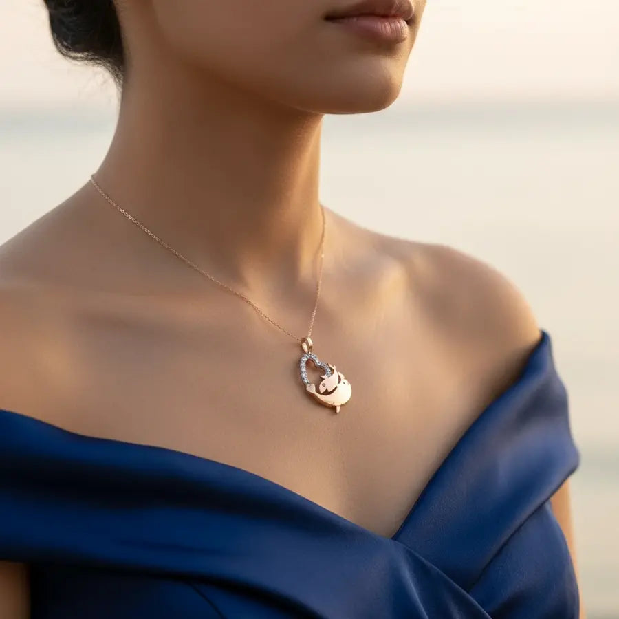 Dolphin Heart Gold Pendant