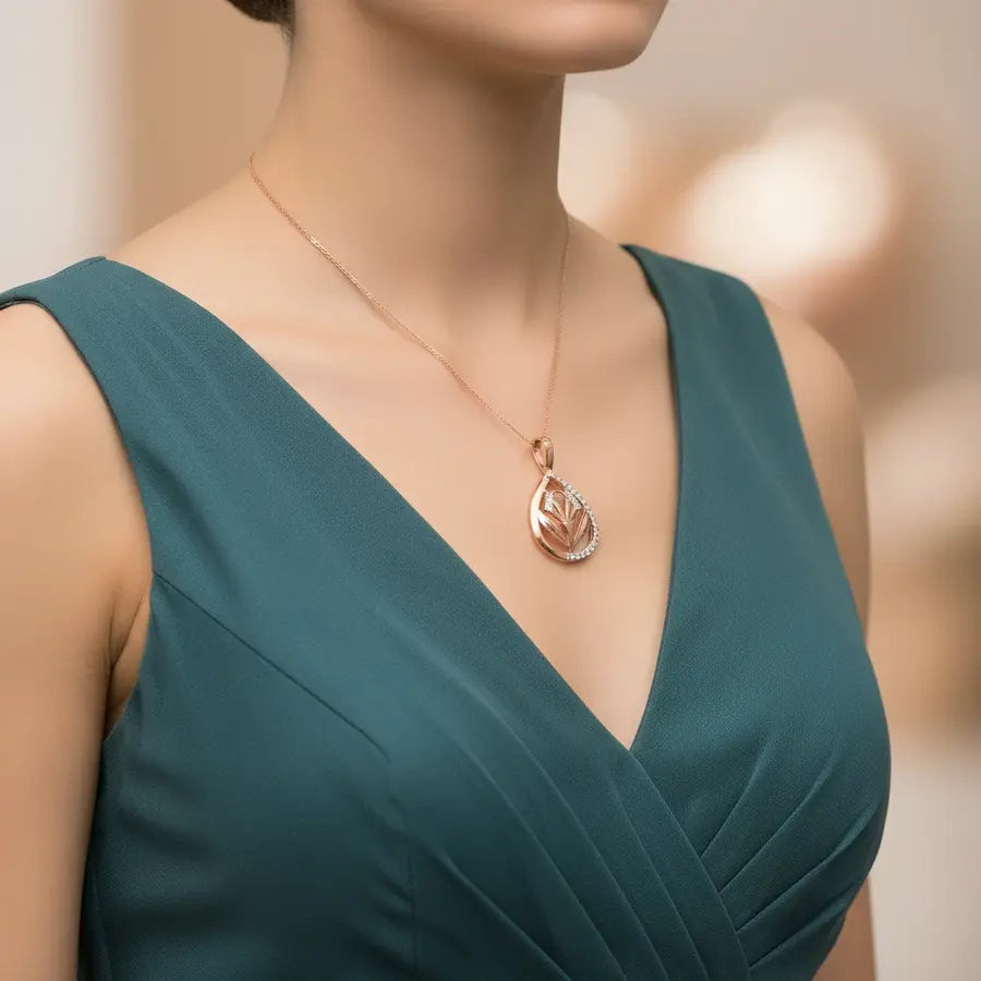 Double Leaf Gold Pendant