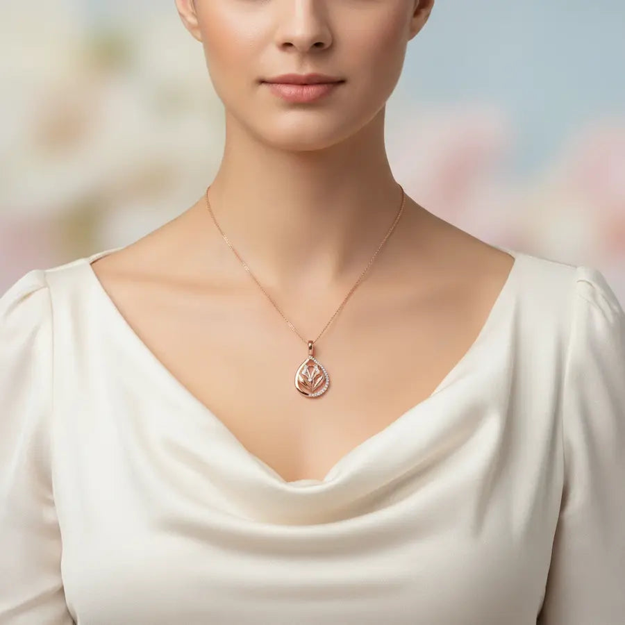 Double Leaf Gold Pendant