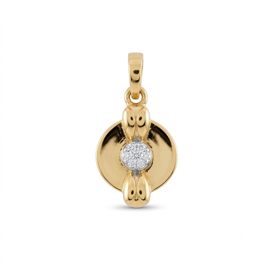 Elegant Disc Harmony Sparkle Diamond Gold Pendant