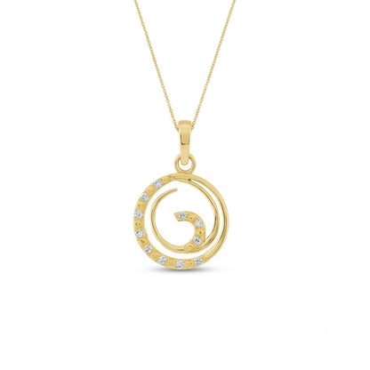 9K Spiral Circle Sparkle Diamond Gold Pendant