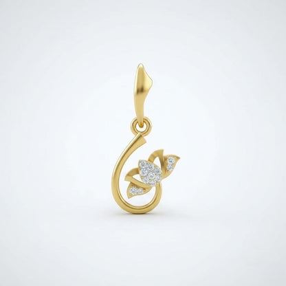 Graceful Floral Curve Sparkle Diamond Gold Pendant