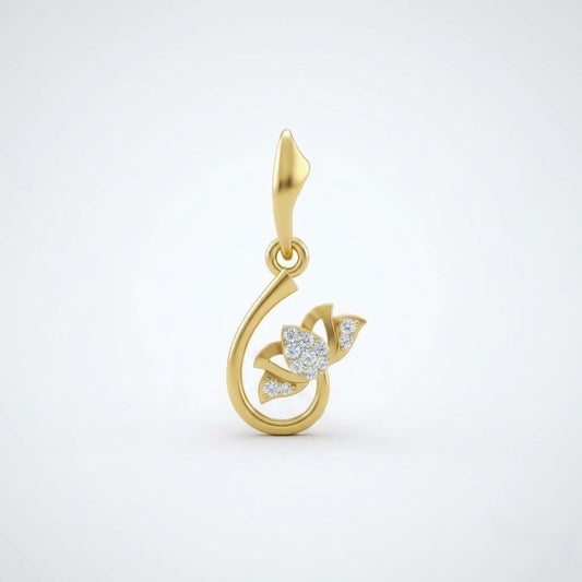 Graceful Floral Curve Sparkle Diamond Gold Pendant