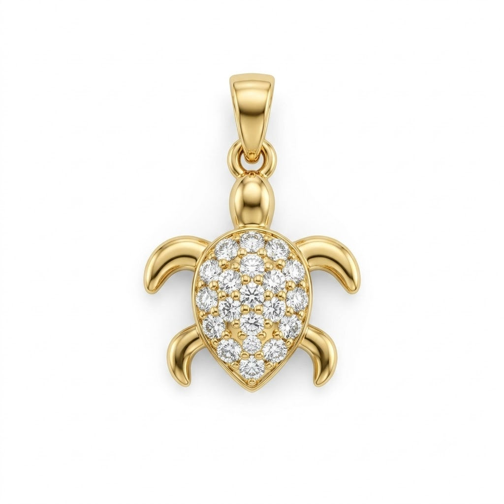 Charming Turtle Grace Pendant Diamond Gold Pendant