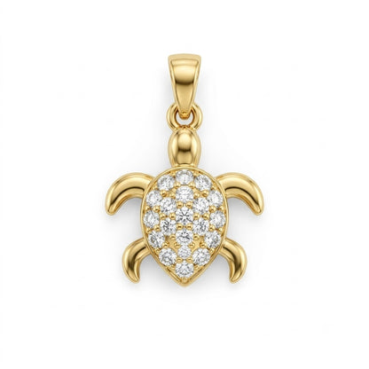Charming Turtle Grace Pendant Diamond Gold Pendant
