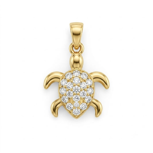 Charming Turtle Grace Pendant Diamond Gold Pendant