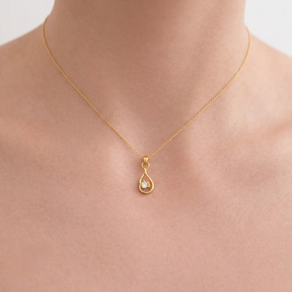 Graceful Swirl Bloom Diamond Gold Pendant